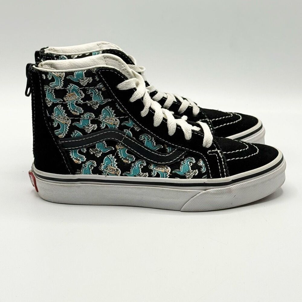 Vans SK8-HI Back Zip Suede Dinosaur print Sneakers - Kids US 1